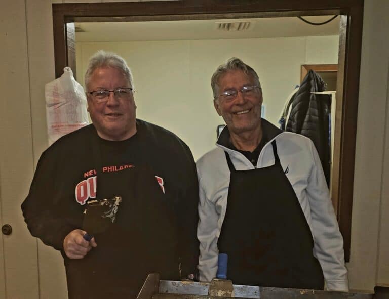 Joel Day and Jim Knisley at pancake breakfast